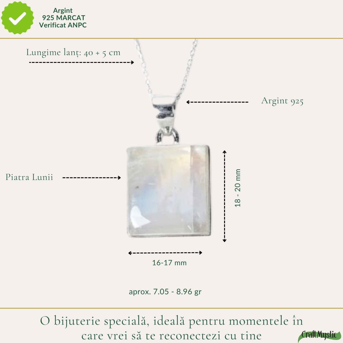 Colier cu Piatra Lunii, Argint 925 – CraftMystic