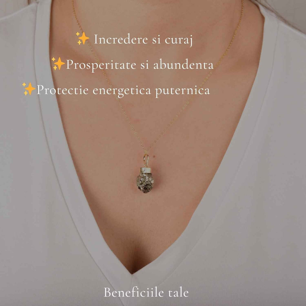 Colier cu Pirită, Argint 925 placat aur 18k – CraftMystic