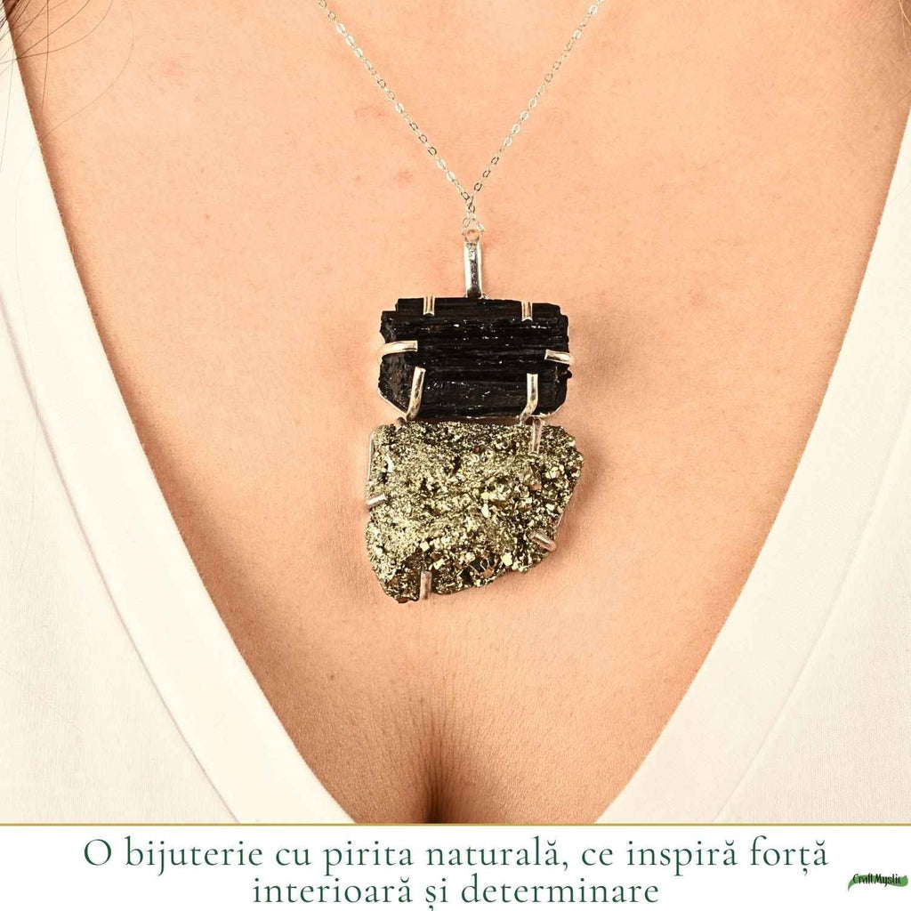Colier cu Pirită și Turmalină – CraftMystic