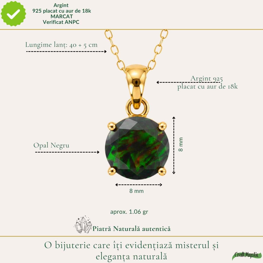 Colier cu Opal, Argint 925 placat aur 18k – CraftMystic