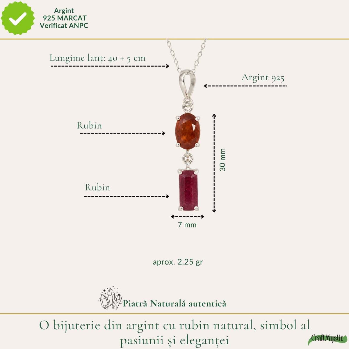 Colier cu Rubin și Turmalină – CraftMystic