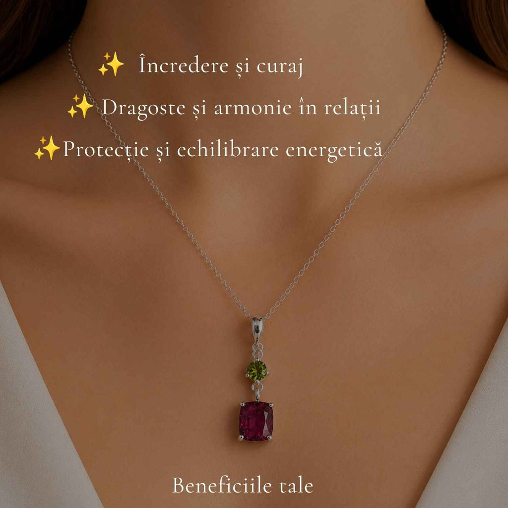 Colier cu Rubin și Turmalină Verde – CraftMystic