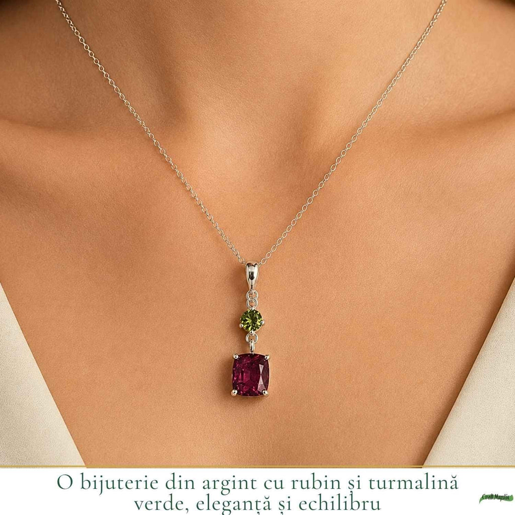 Colier cu Rubin și Turmalină Verde – CraftMystic