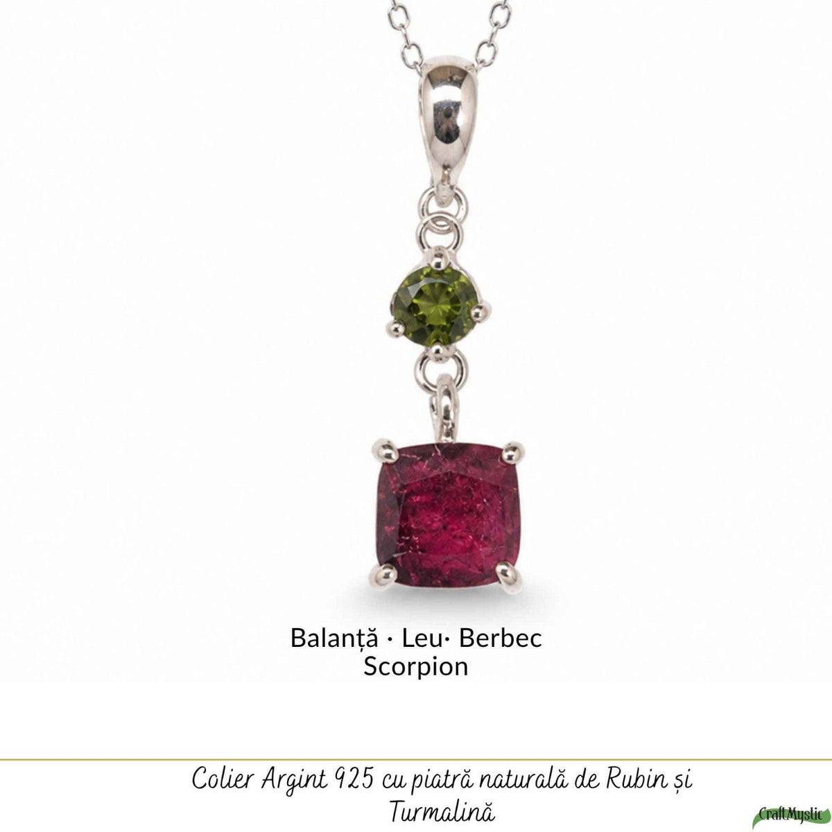 Colier cu Rubin și Turmalină Verde – CraftMystic