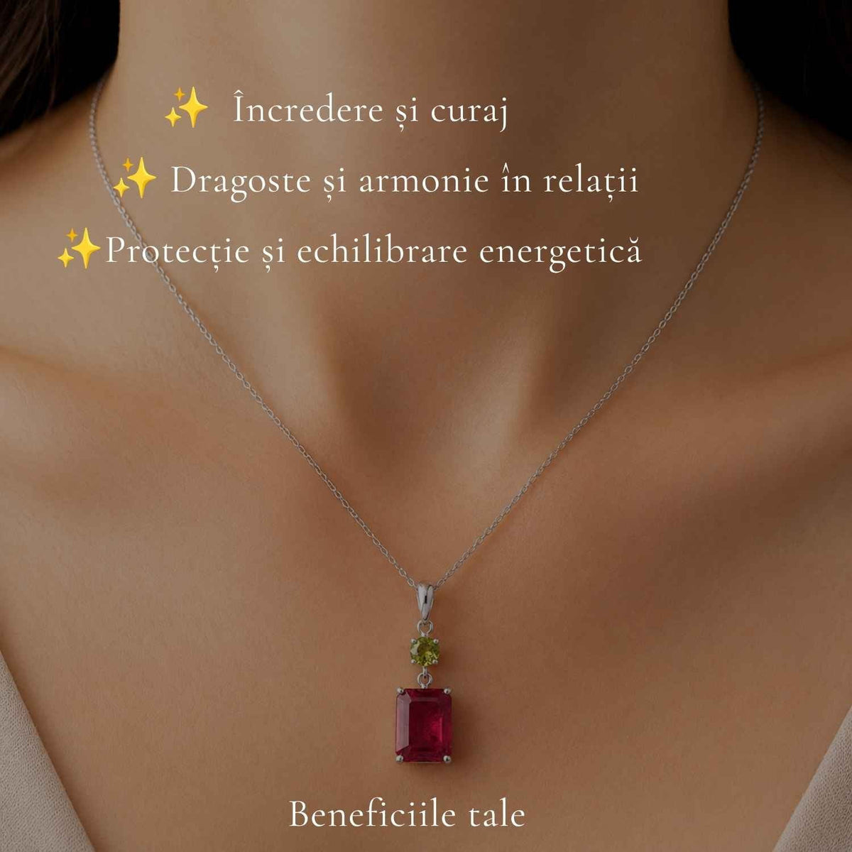 Colier cu Rubin și Turmalină Verde – CraftMystic