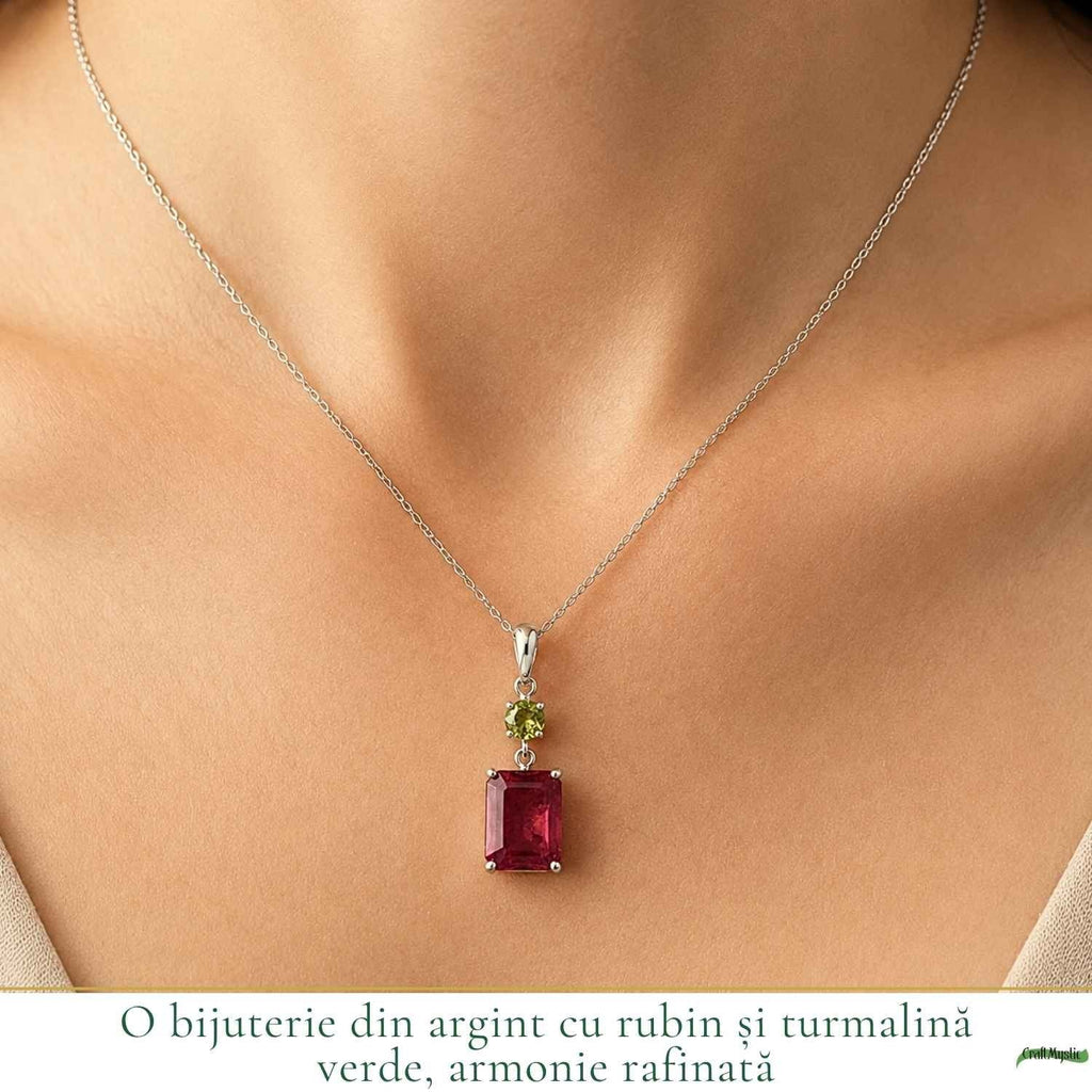 Colier cu Rubin și Turmalină Verde – CraftMystic