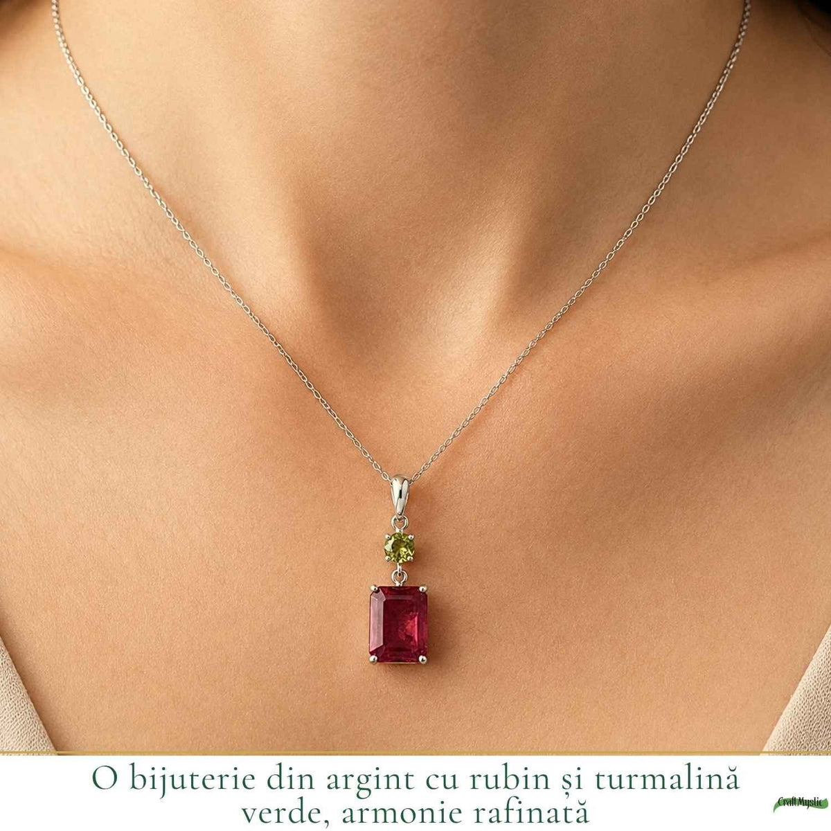 Colier cu Rubin și Turmalină Verde – CraftMystic