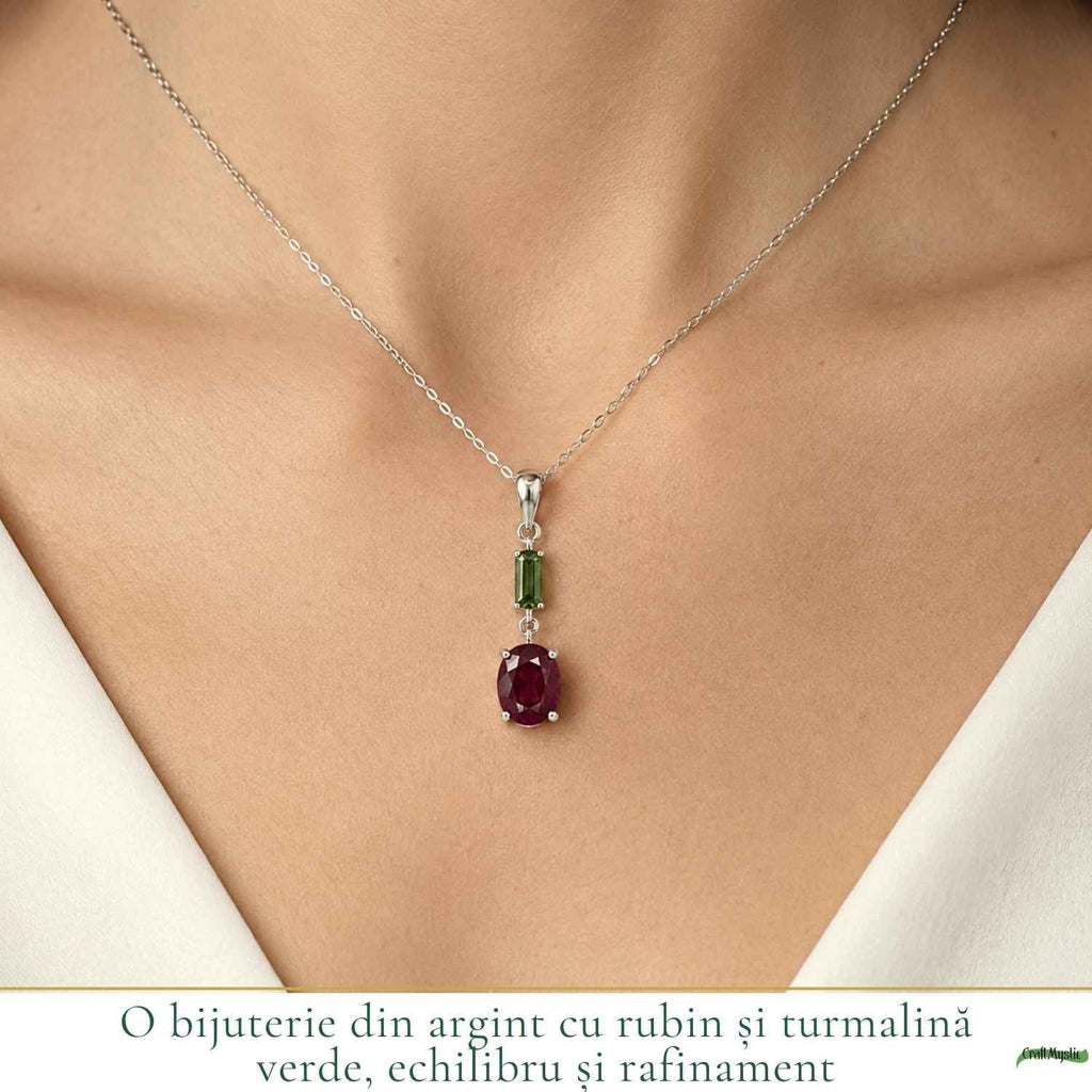 Colier cu Rubin și Turmalină Verde – CraftMystic