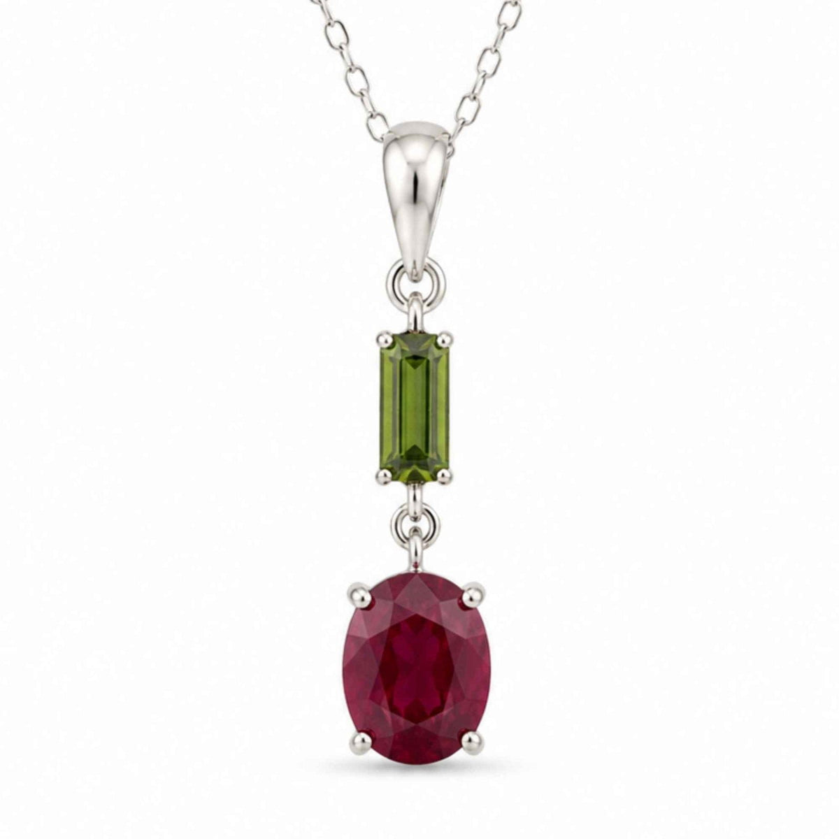Colier cu Rubin și Turmalină Verde – CraftMystic