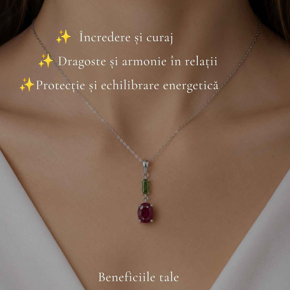 Colier cu Rubin și Turmalină Verde – CraftMystic