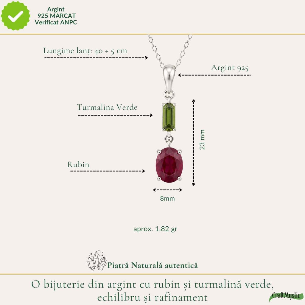 Colier cu Rubin și Turmalină Verde – CraftMystic