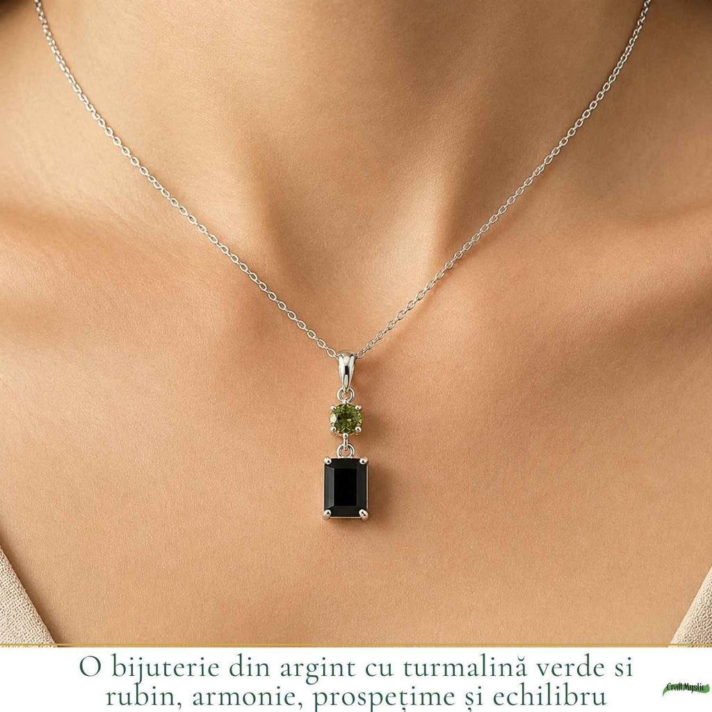 Colier cu Rubin și Turmalină Verde – CraftMystic