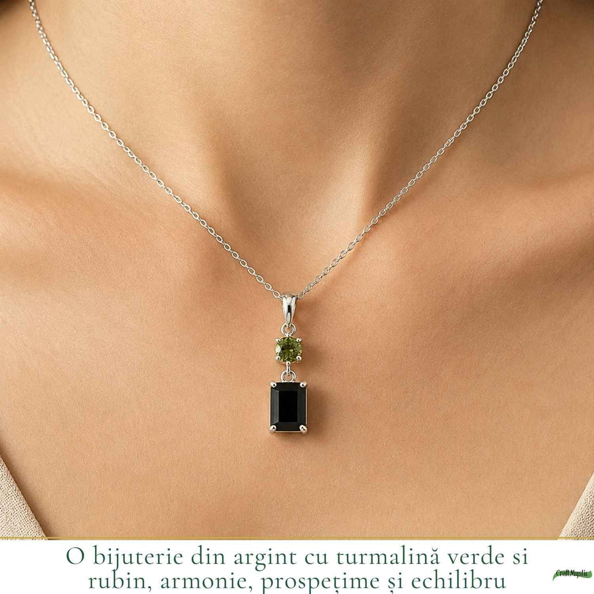 Colier cu Rubin și Turmalină Verde – CraftMystic