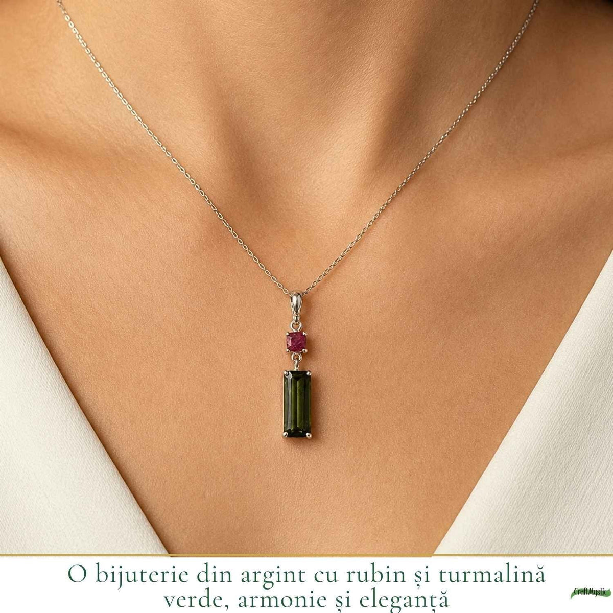 Colier cu Rubin și Turmalină Verde – CraftMystic