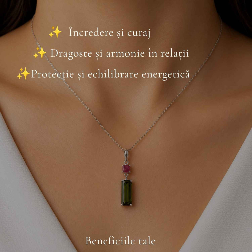 Colier cu Rubin și Turmalină Verde – CraftMystic