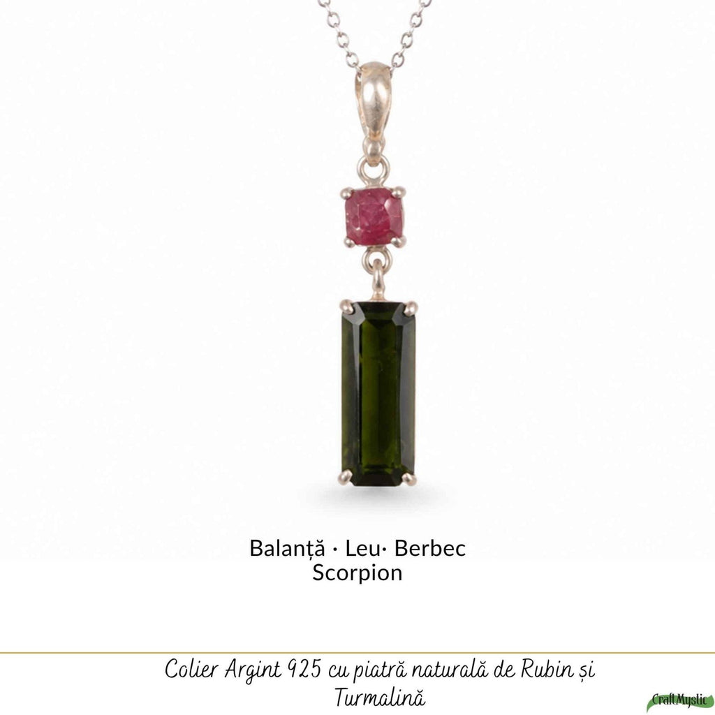 Colier cu Rubin și Turmalină Verde – CraftMystic