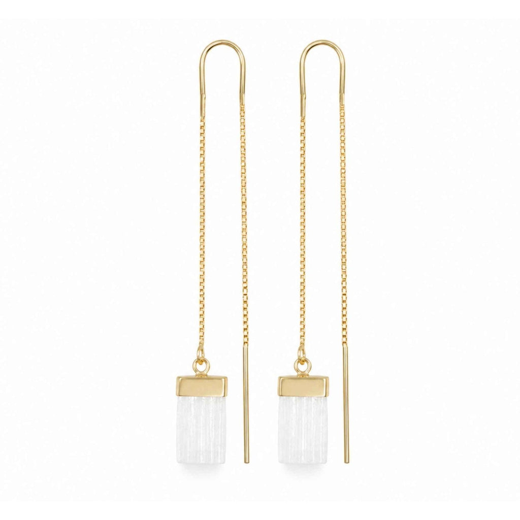 Cercei cu Selenit, Argint 925 placat aur 18k – CraftMystic
