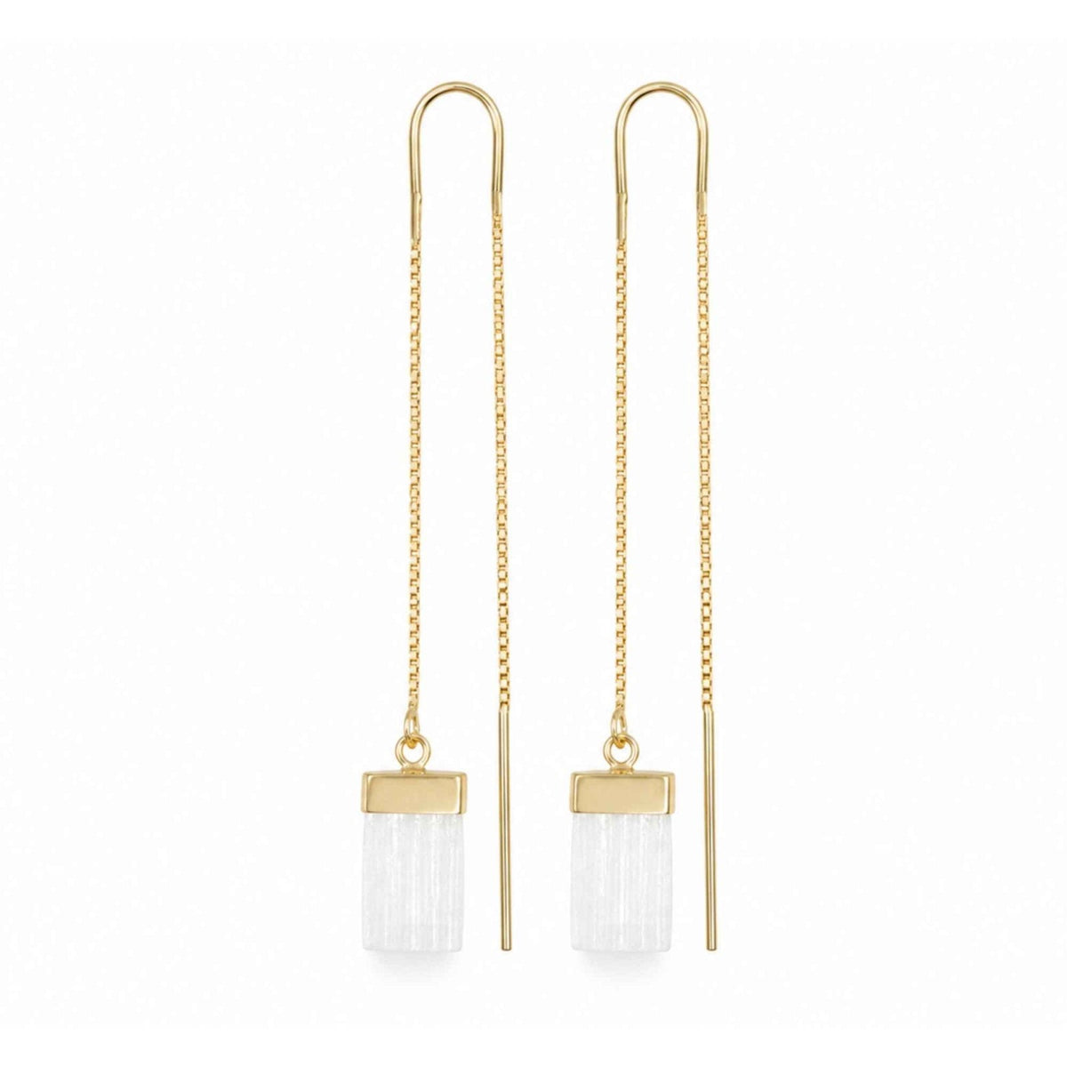 Cercei cu Selenit, Argint 925 placat aur 18k – CraftMystic