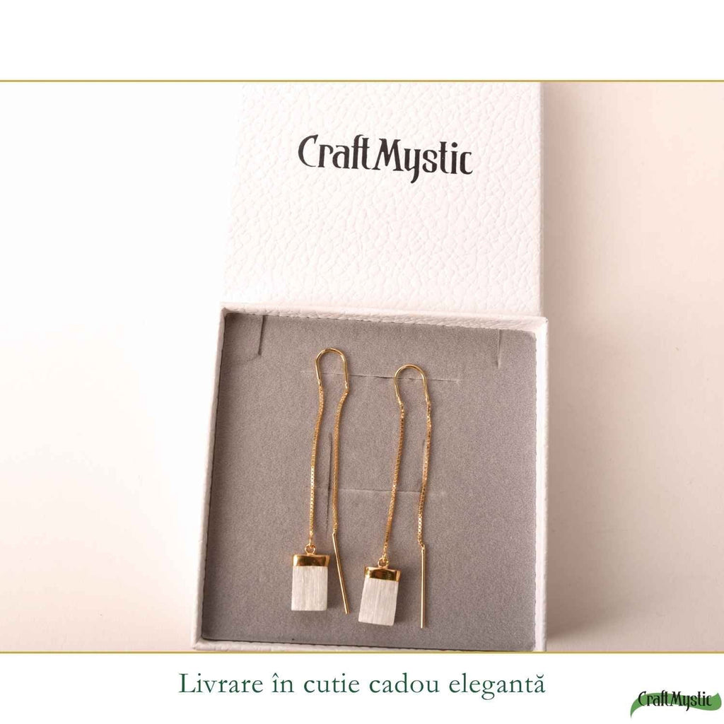 Cercei cu Selenit, Argint 925 placat aur 18k – CraftMystic