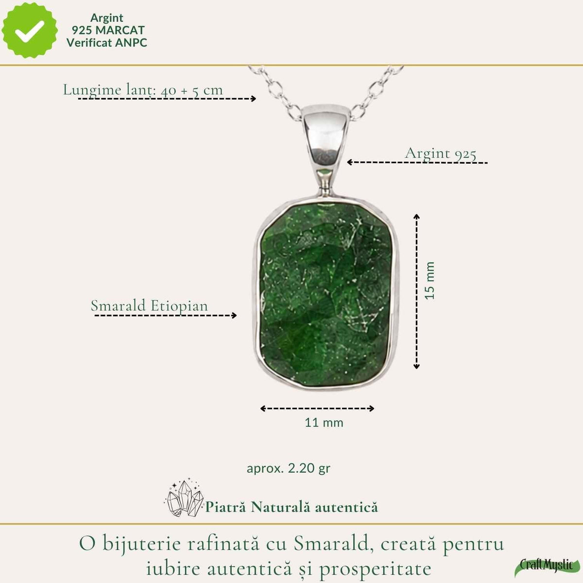 Colier cu Smarald, Argint 925 – CraftMystic