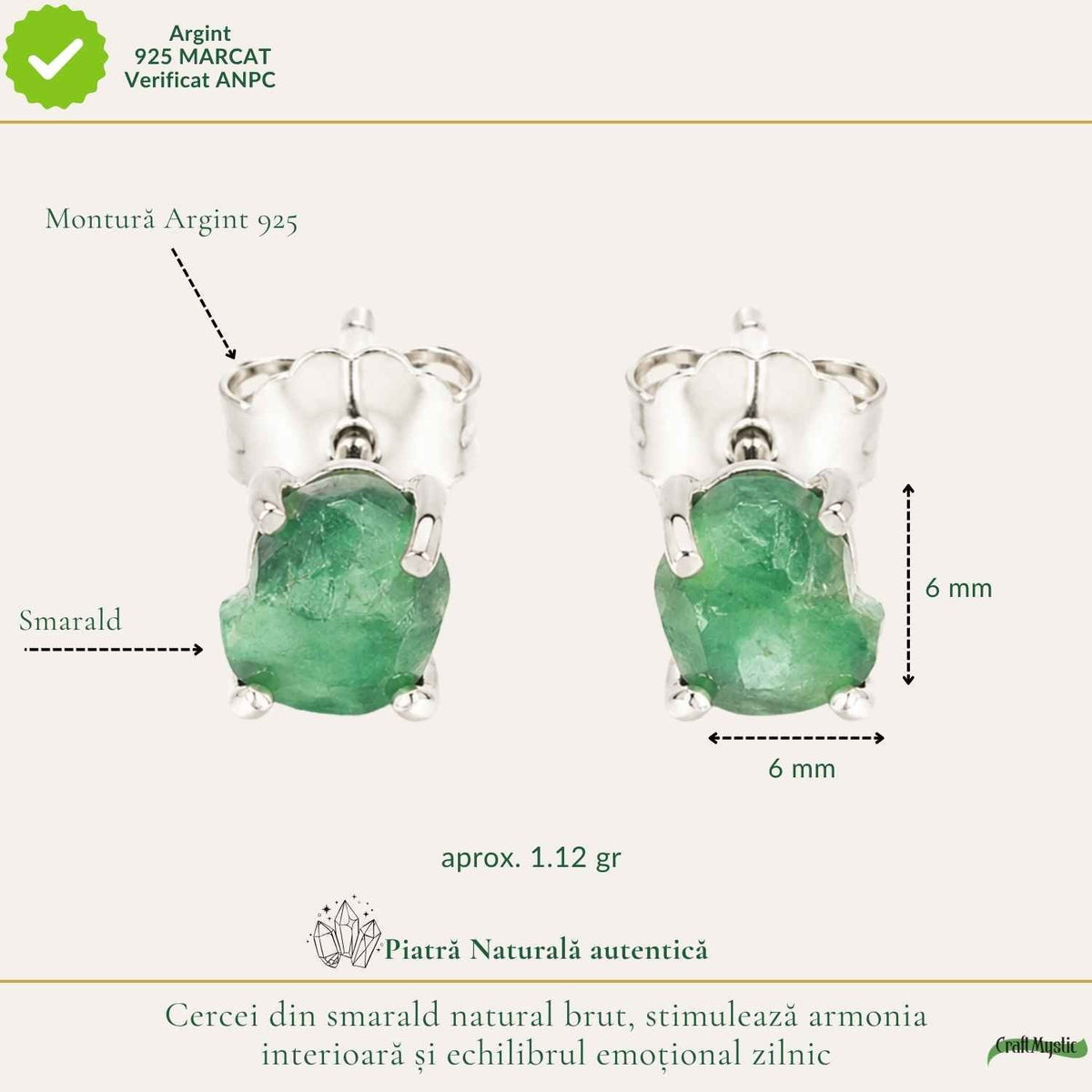 Cercei cu Smarald, Argint 925 – CraftMystic