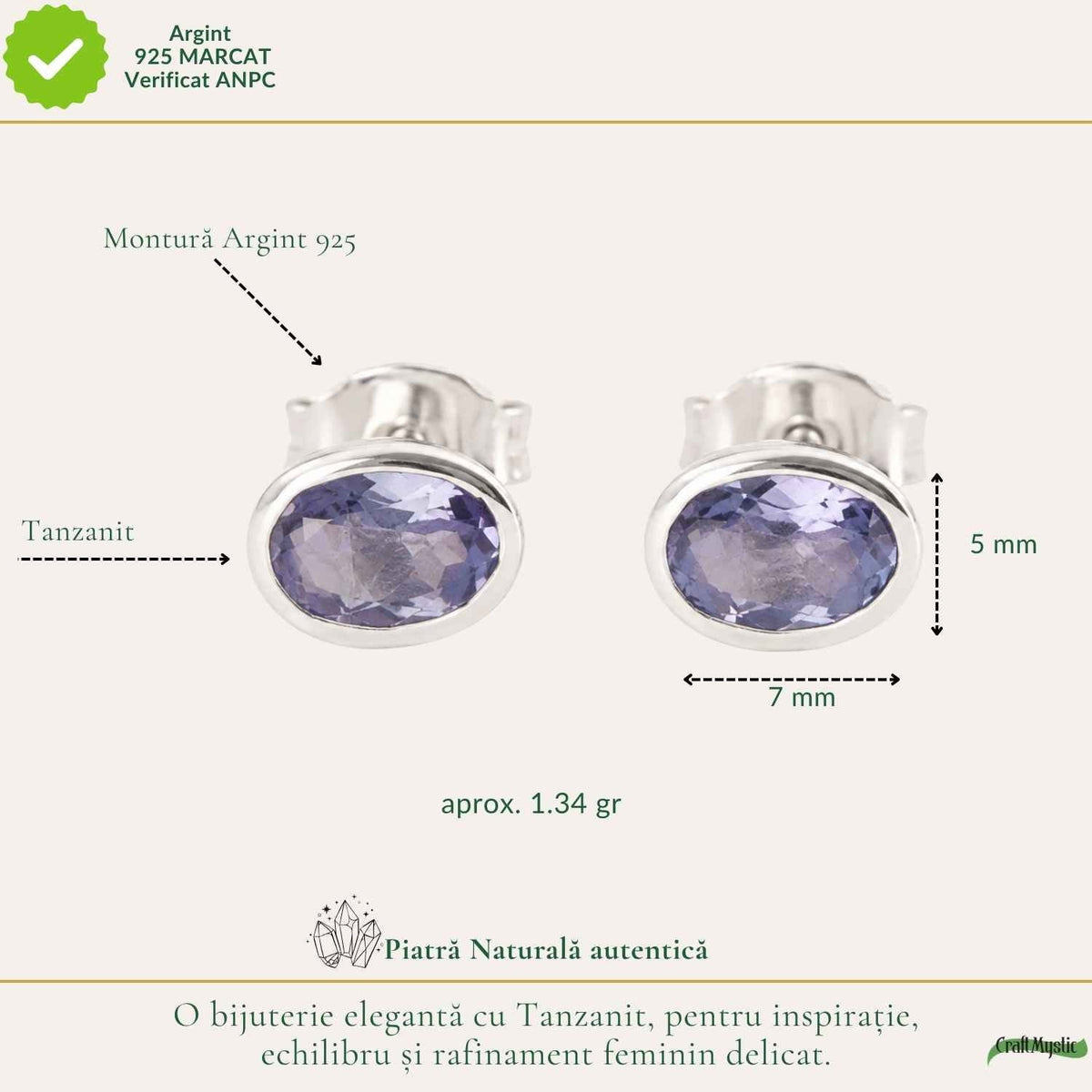 Cercei cu Tanzanit, Argint 925 – CraftMystic
