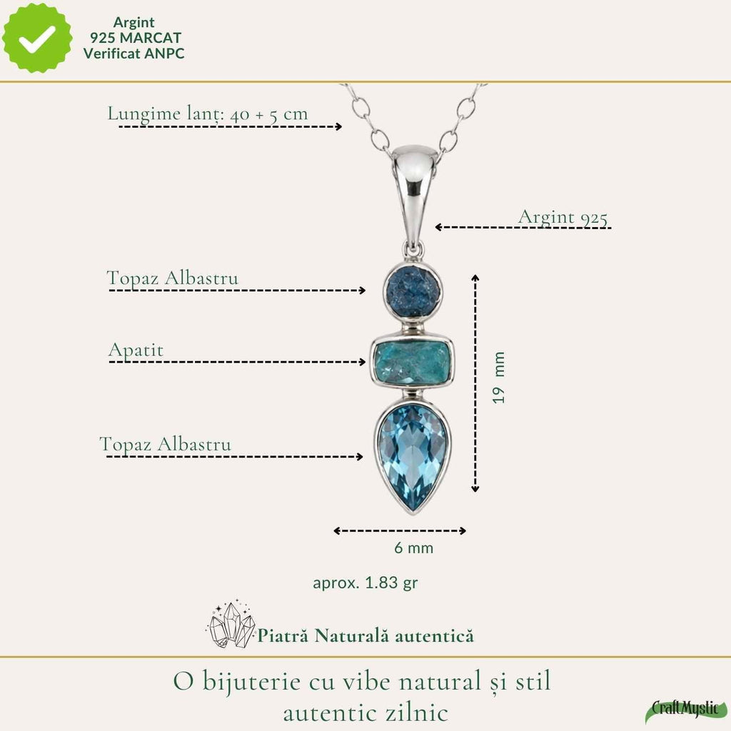Colier cu Topaz și Apatit, Argint 925 – CraftMystic