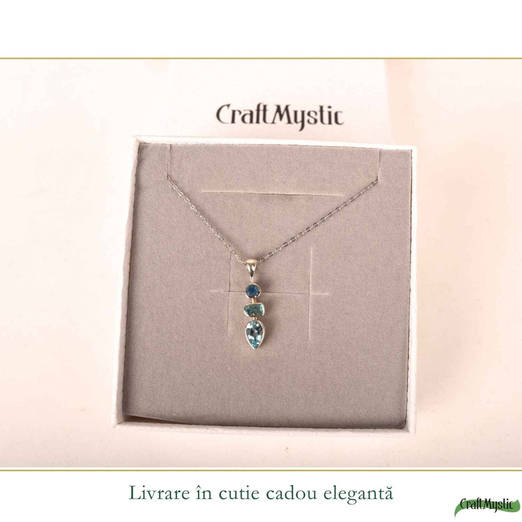 Colier argint 925 cu Topaz Albastru si Apatit – Claritate si comunicare