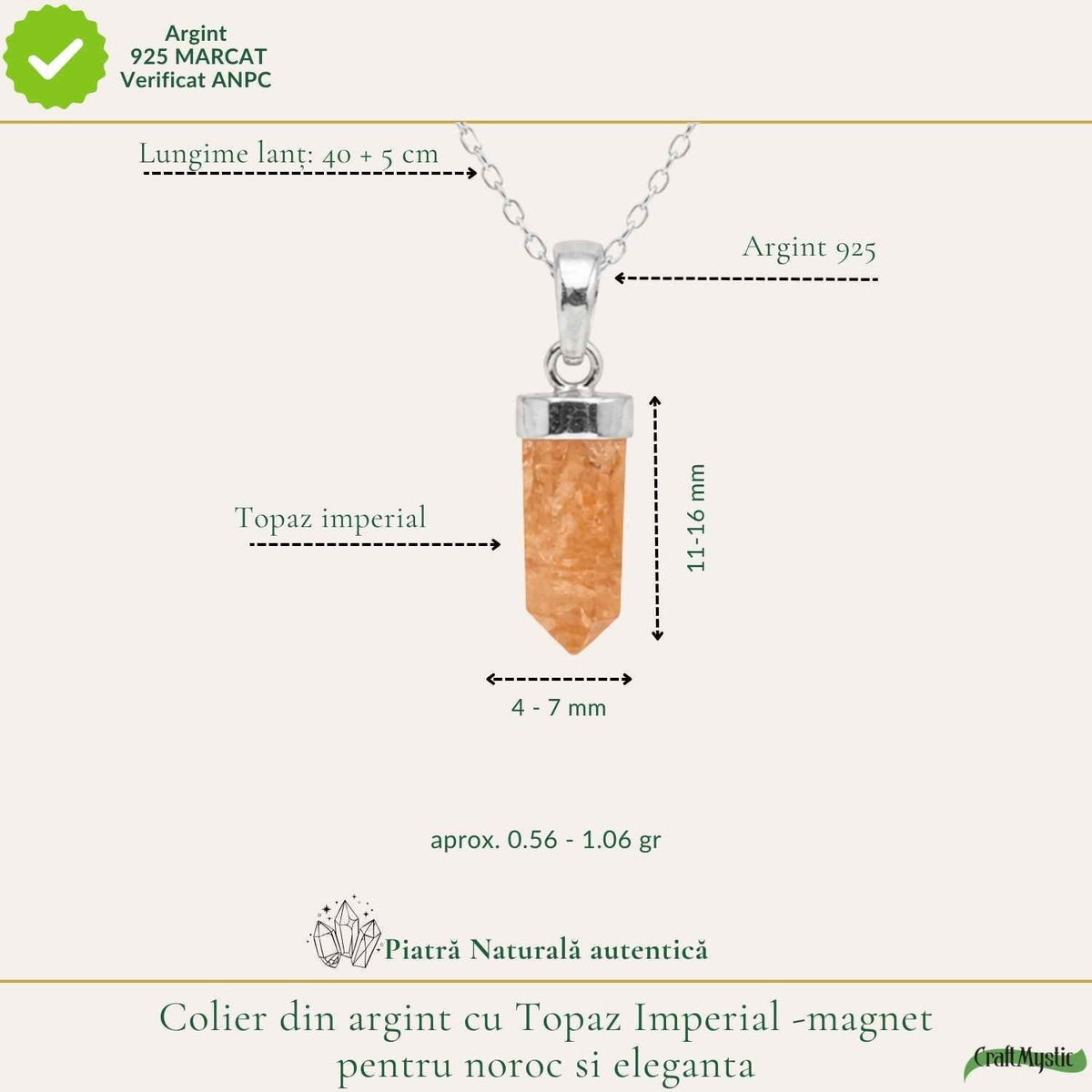 Colier cu Topaz, Argint 925 – CraftMystic