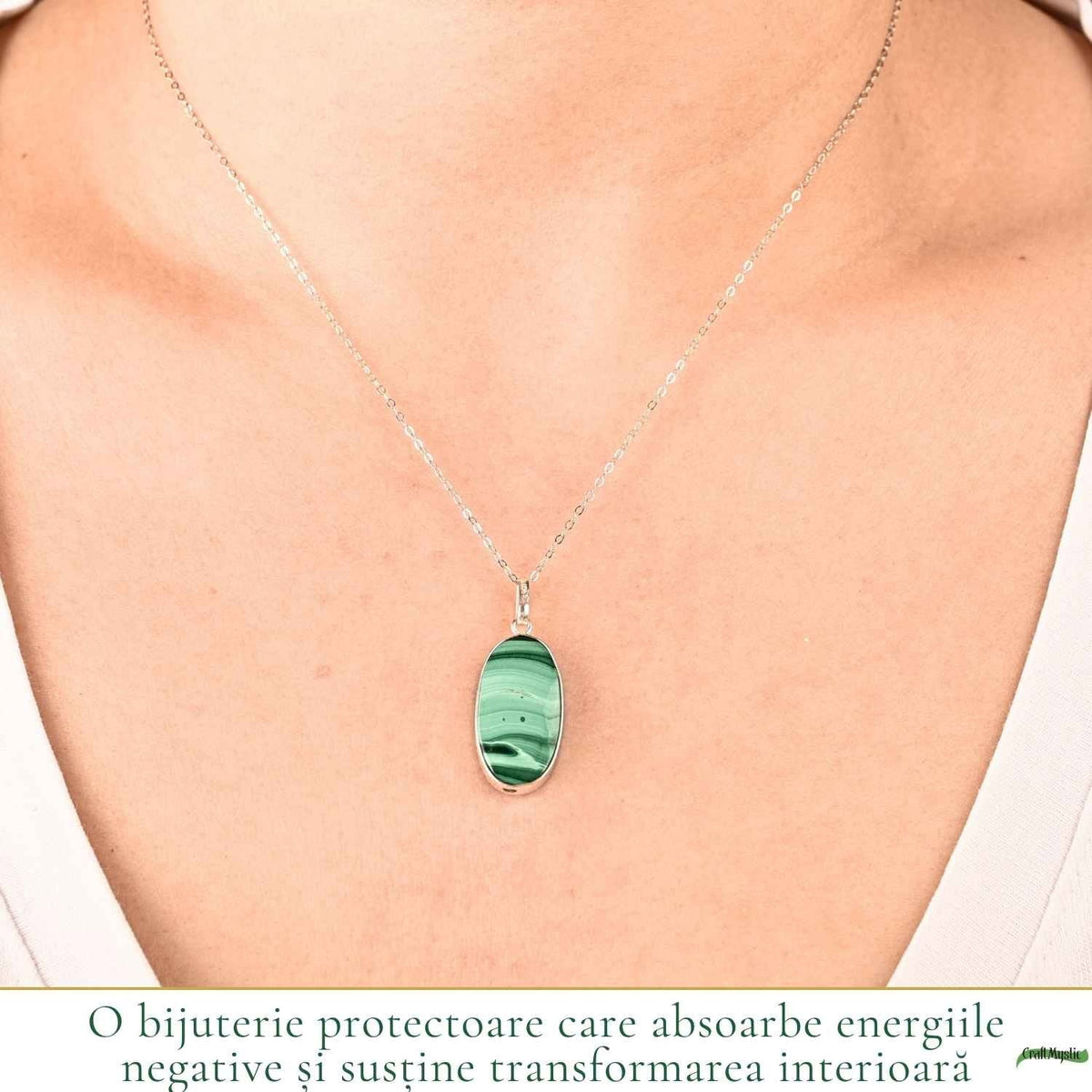 Colier cu Malachit, Argint 925 – CraftMystic