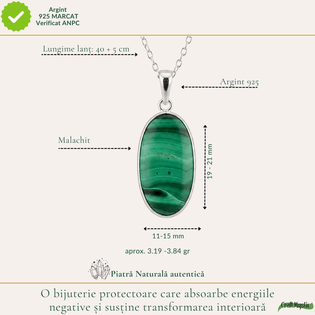 Colier cu Malachit, Argint 925 – CraftMystic