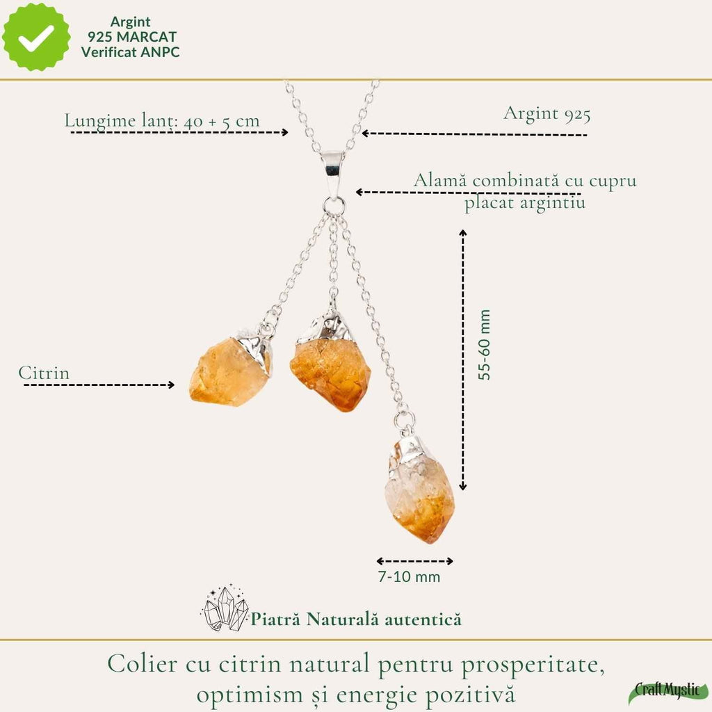 Colier cu Citrin, Argint 925 – CraftMystic