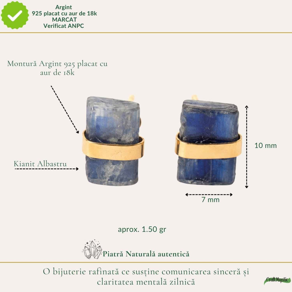 Cercei cu Kyanit, Argint 925 placat aur 18k – CraftMystic