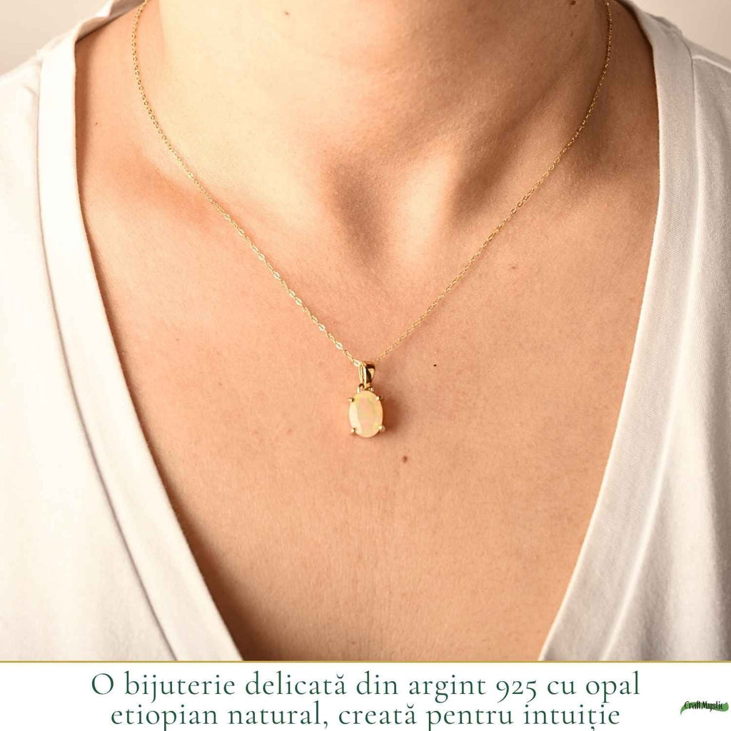 Colier cu Opal, Argint 925 placat aur 18k – CraftMystic