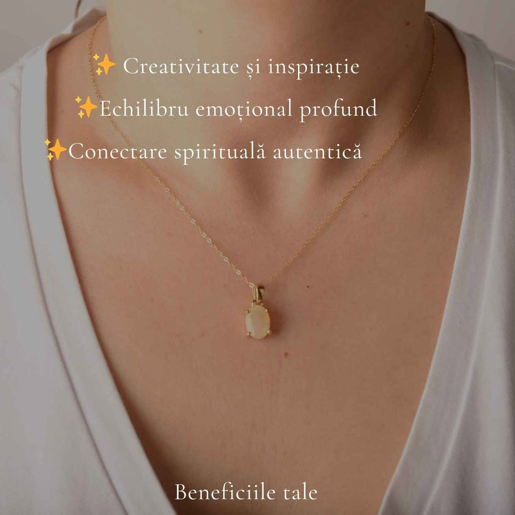 Colier cu Opal, Argint 925 placat aur 18k – CraftMystic