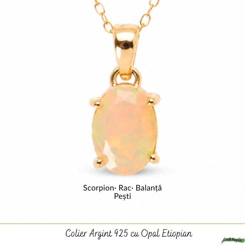 Colier cu Opal, Argint 925 placat aur 18k – CraftMystic