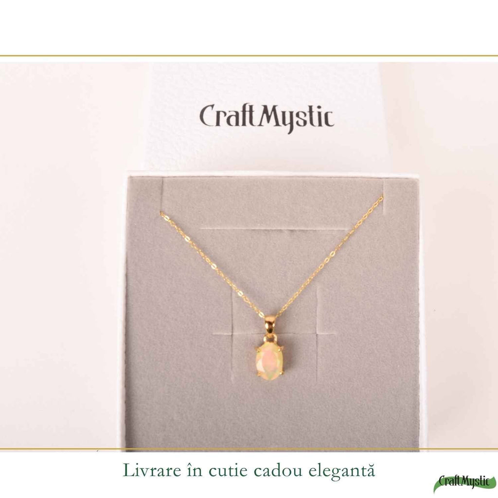 Colier cu Opal, Argint 925 placat aur 18k – CraftMystic