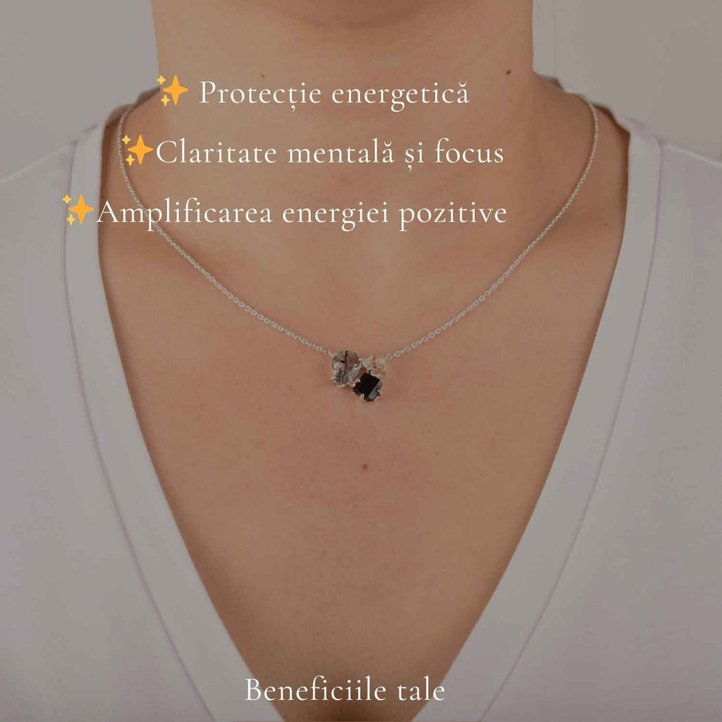 Colier cu Cuarț, Turmalină Neagră și alte cristale, Argint 925 – CraftMystic