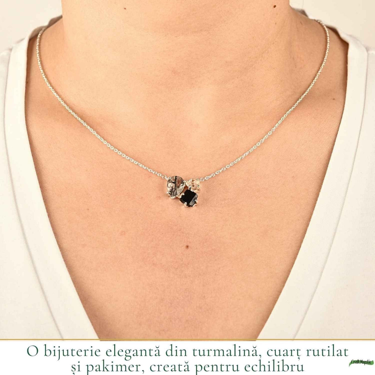 Colier cu Cuarț, Turmalină Neagră și alte cristale, Argint 925 – CraftMystic