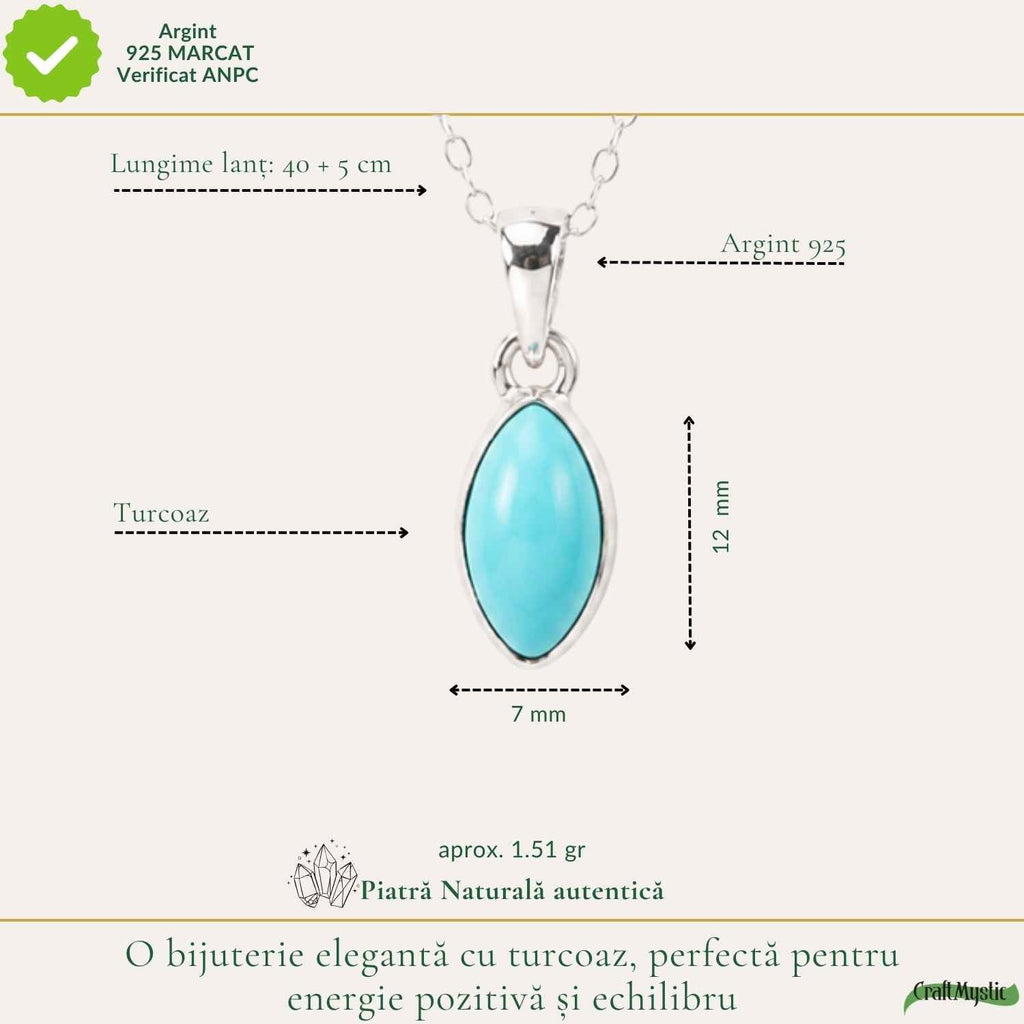 Colier cu Turcoaz, Argint 925 – CraftMystic