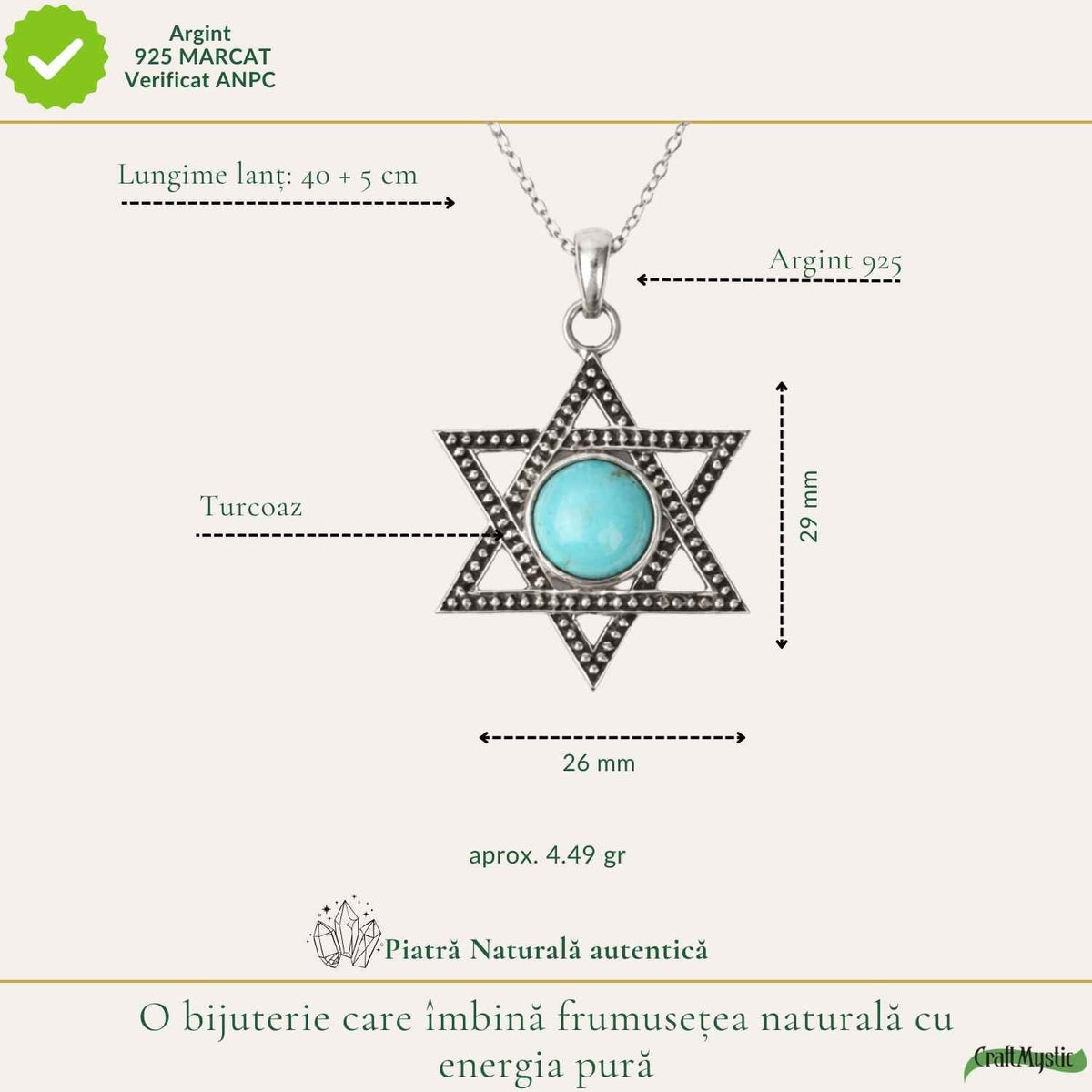 Colier cu Turcoaz, Argint 925 – CraftMystic