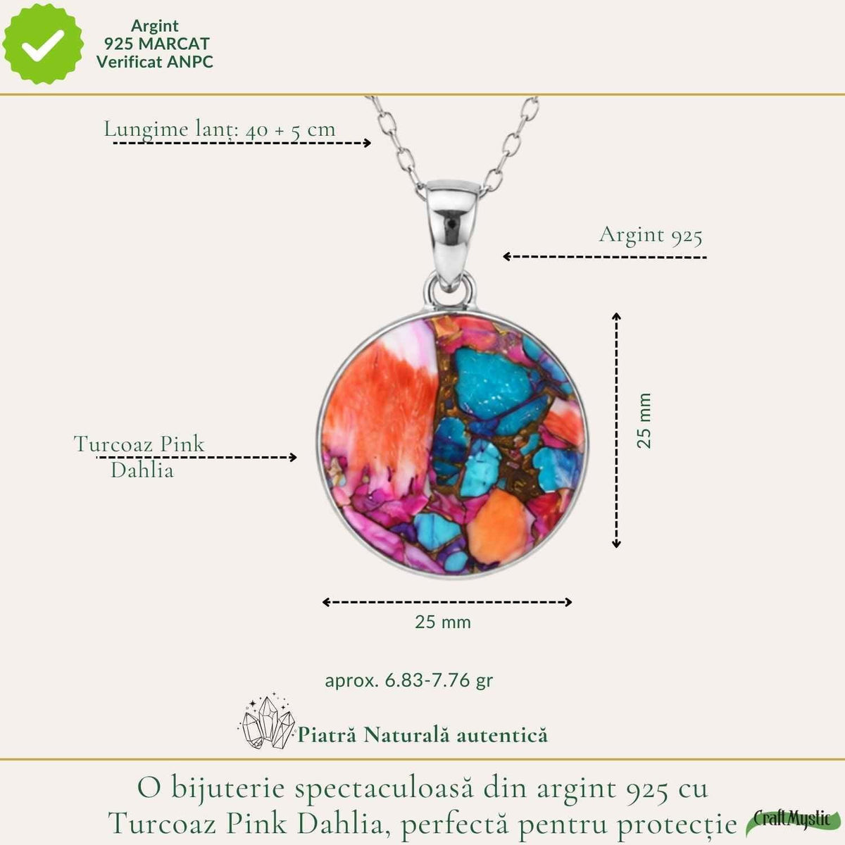 Colier cu Turcoaz, Argint 925 – CraftMystic
