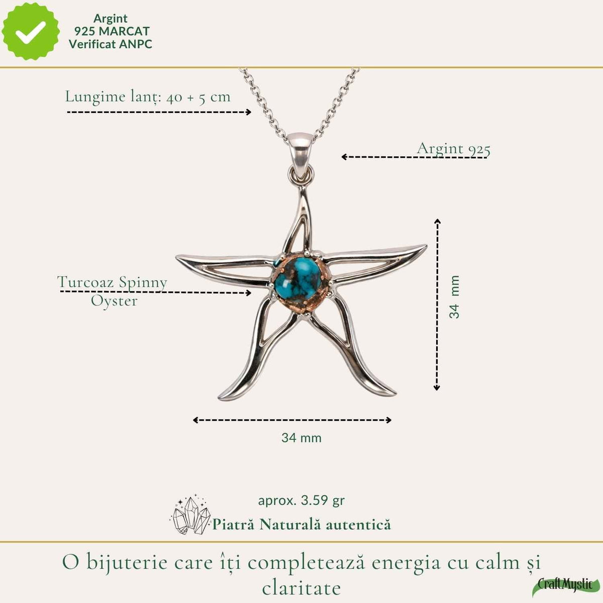 Colier cu Turcoaz, Argint 925 – CraftMystic