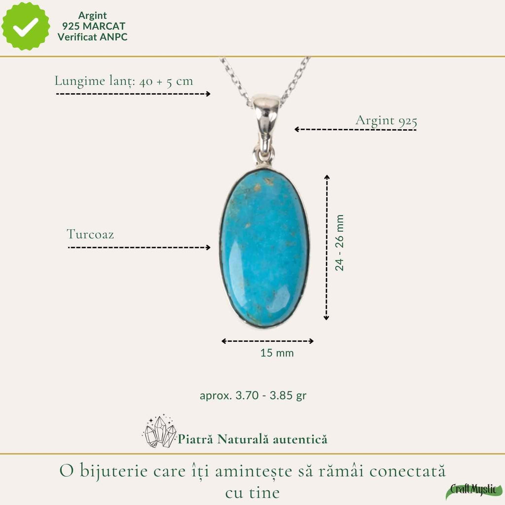 Colier cu Turcoaz, Argint 925 – CraftMystic
