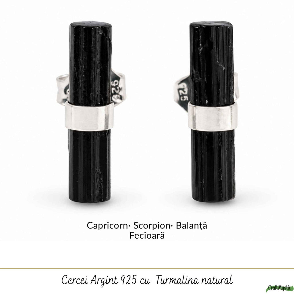 Cercei cu Turmalină Neagră, Argint 925 – CraftMystic