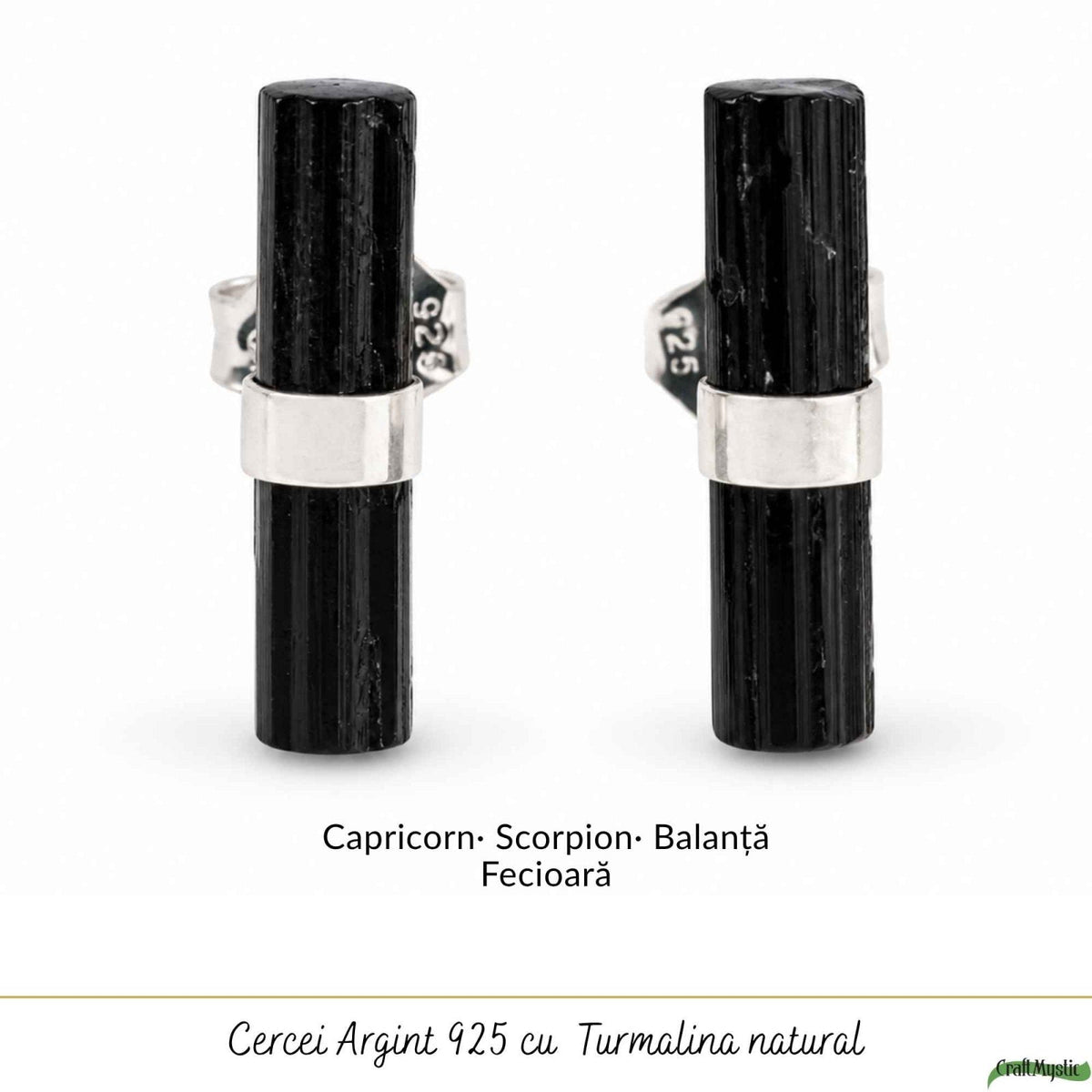 Cercei cu Turmalină Neagră, Argint 925 – CraftMystic