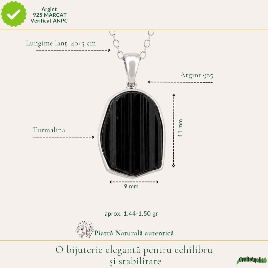 Colier cu Turmalină Neagră, Argint 925 – CraftMystic