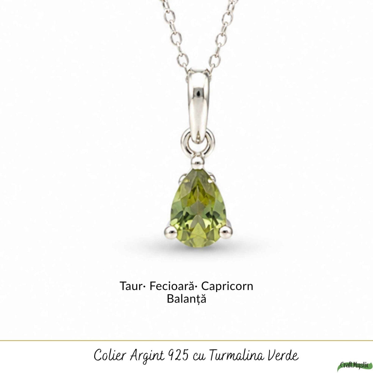 Colier cu Turmalină Verde, Argint 925 – CraftMystic