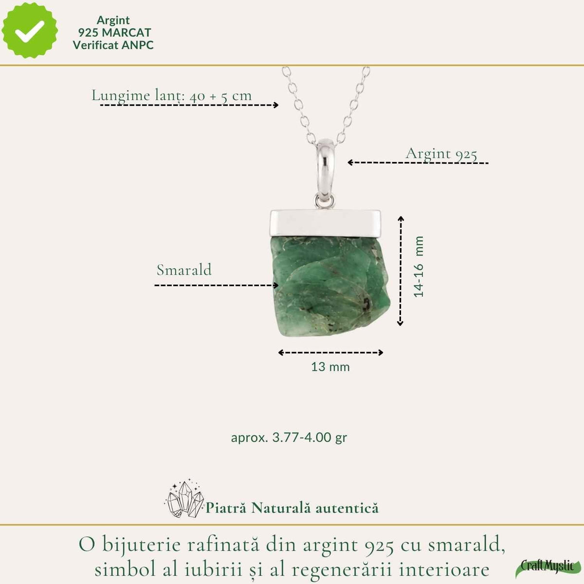 Colier cu Smarald, Argint 925 – CraftMystic