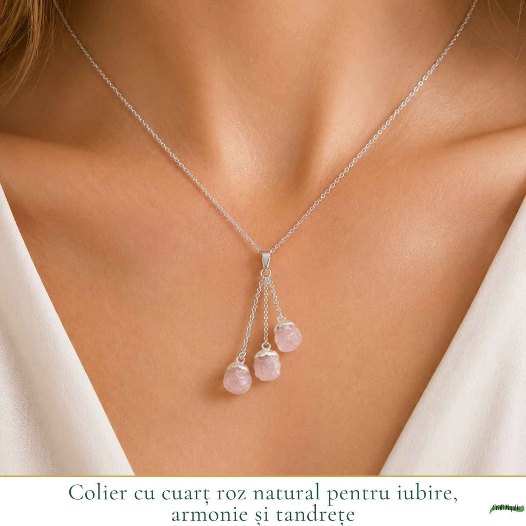 Colier cu Cuart Roz, Argint 925 – CraftMystic